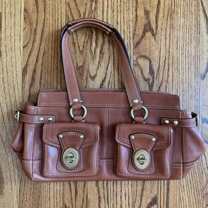 Coach Tan Leather Mandy Whiskey Satchel Bag Large